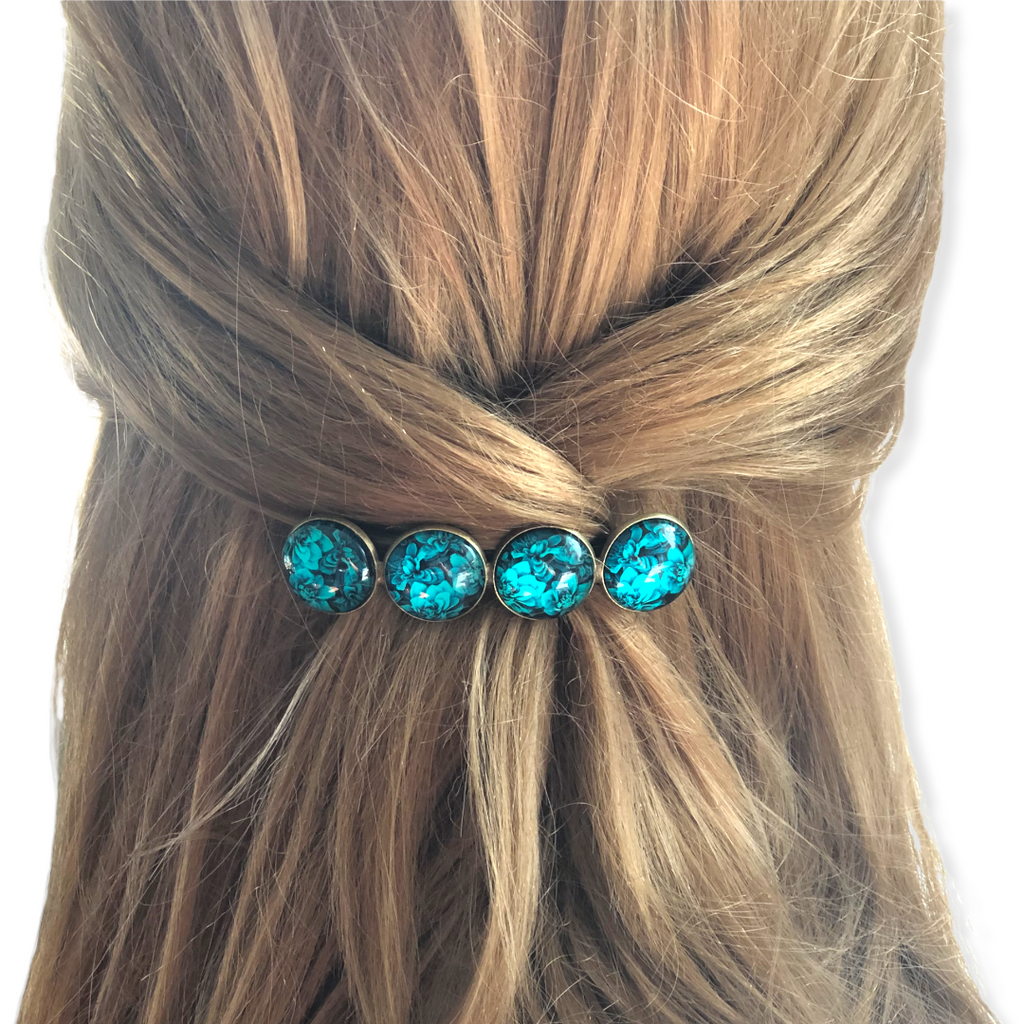 Color Hairclip XL green/bleu 49 - HAIRPIN.NU