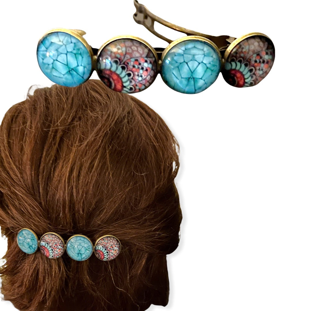 Color Hairclip XL glas cabochon haarspeld 062