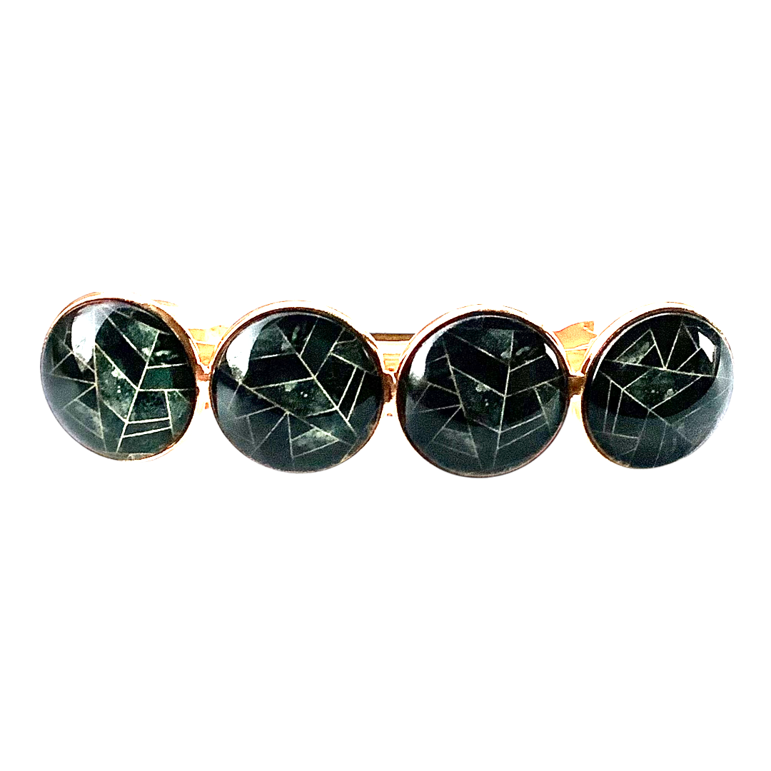 Color Hairclip XL glas cabochon haarspeld zwart goud 065 - HAIRPIN.NU