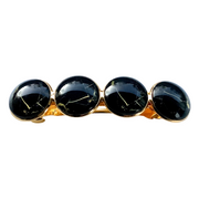 Color Hairclip XL glas cabochon haarspeld zwart goud 066 - HAIRPIN.NU