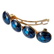 Color Hairclip XL glas cabochon gold blauw haarspeld 067 - HAIRPIN.NU