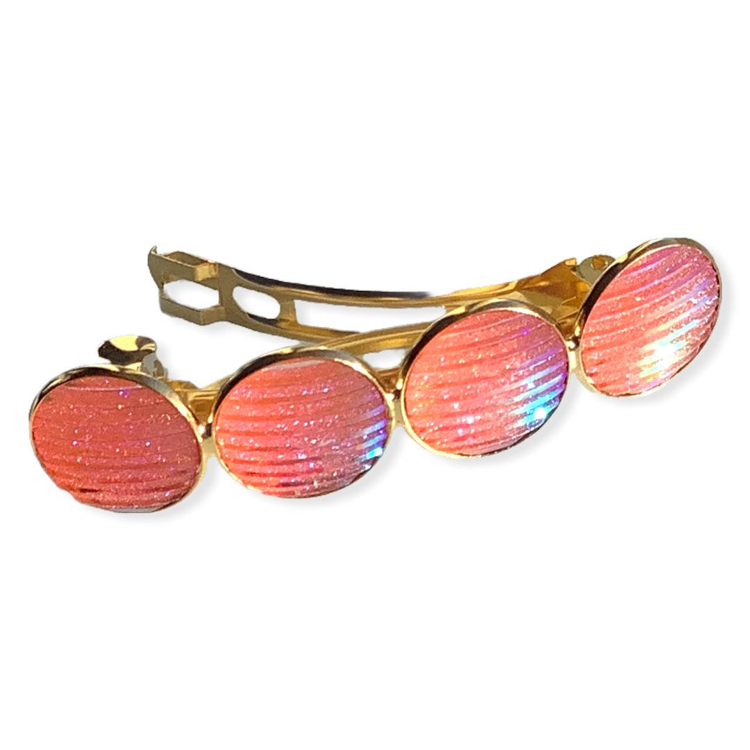 Color Hairclip XL glas cabochon haarspeld shine pink 069 - HAIRPIN.NU