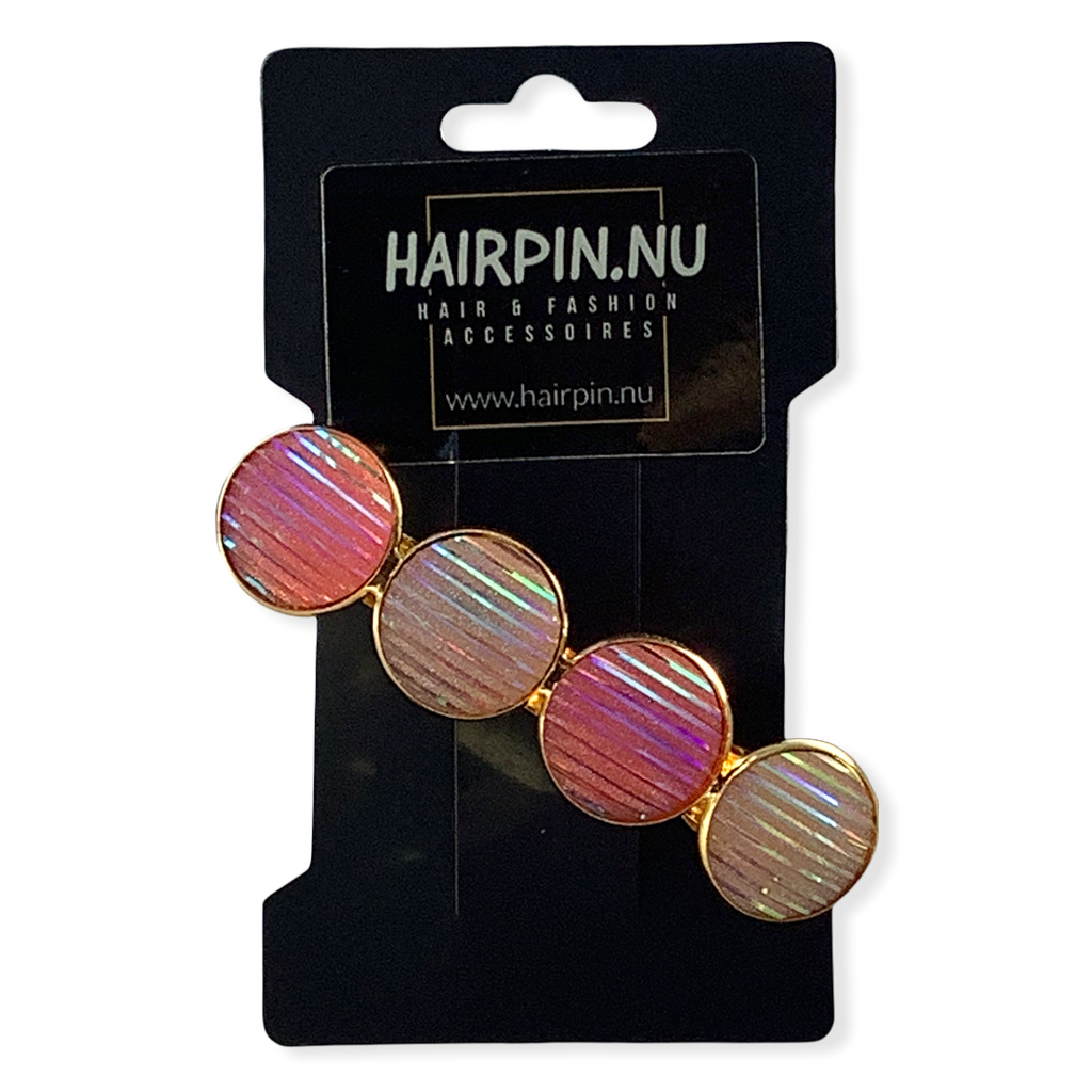 Color Hairclip XL glas cabochon haarspeld shine roze 070 (kado)set - HAIRPIN.NU