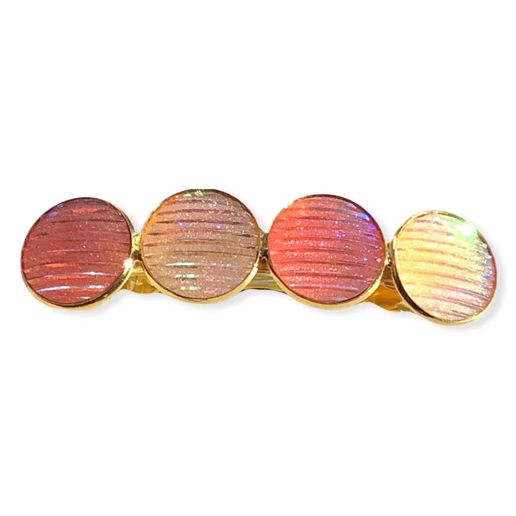 Color Hairclip XL glas cabochon haarspeld shine roze combi 070 - HAIRPIN.NU