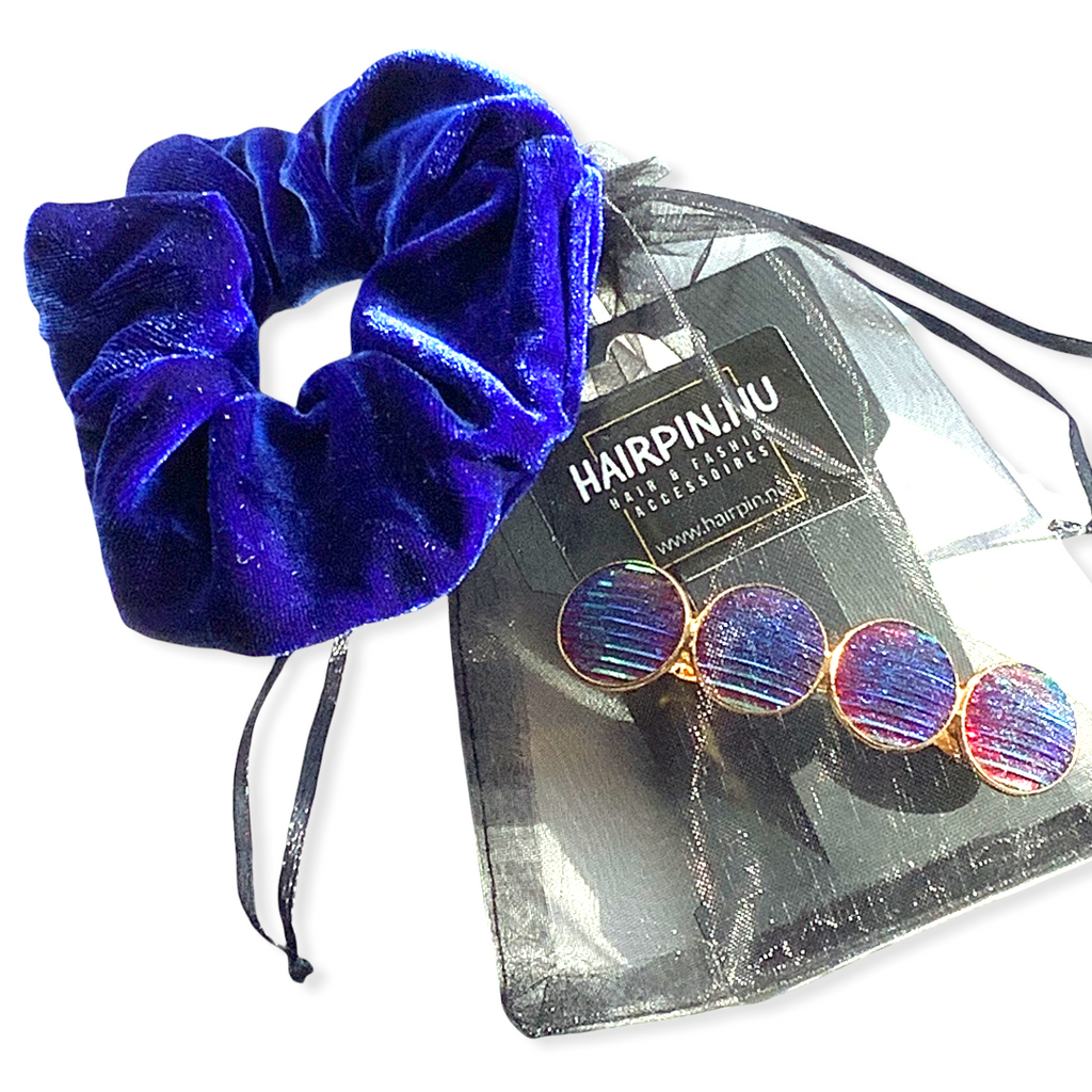 Color Hairclip XL glas cabochon haarspeld shine blauw/paars 072 - HAIRPIN.NU
