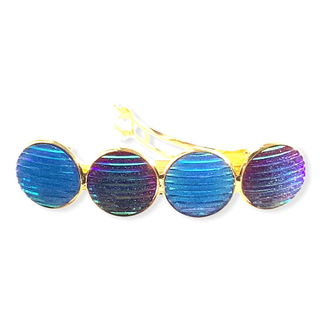 Color Hairclip XL glas cabochon haarspeld shine blauw 073 - HAIRPIN.NU
