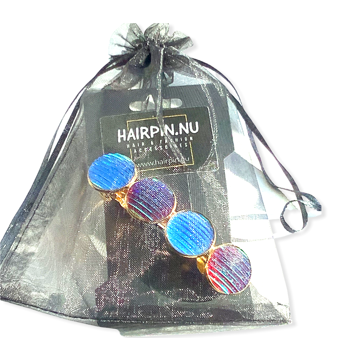 Color Hairclip XL glas cabochon haarspeld shine blauw 073 - HAIRPIN.NU
