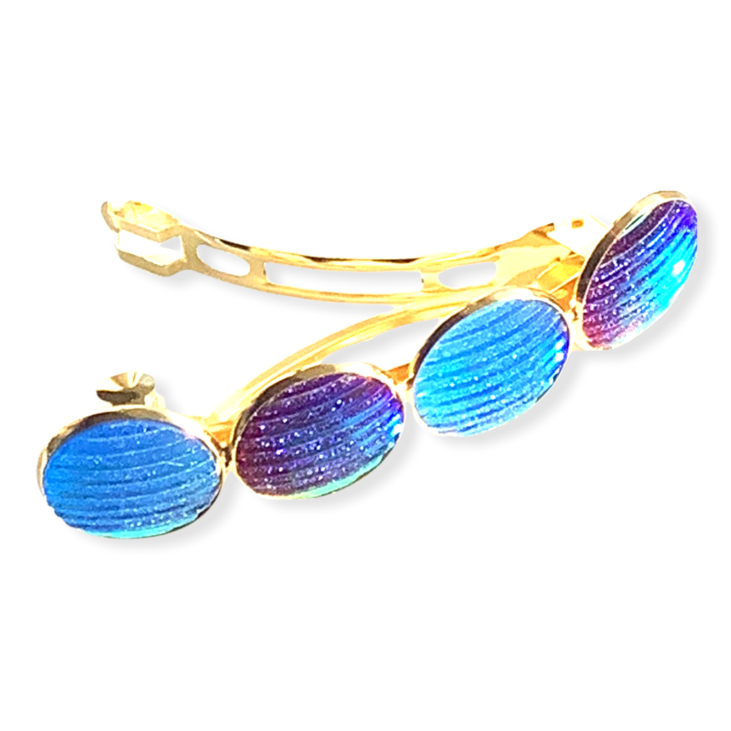 Color Hairclip XL glas cabochon haarspeld shine blauw 073 (kado)set - HAIRPIN.NU