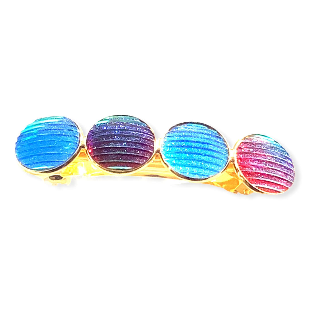 Color Hairclip XL glas cabochon haarspeld shine blauw 073 - HAIRPIN.NU