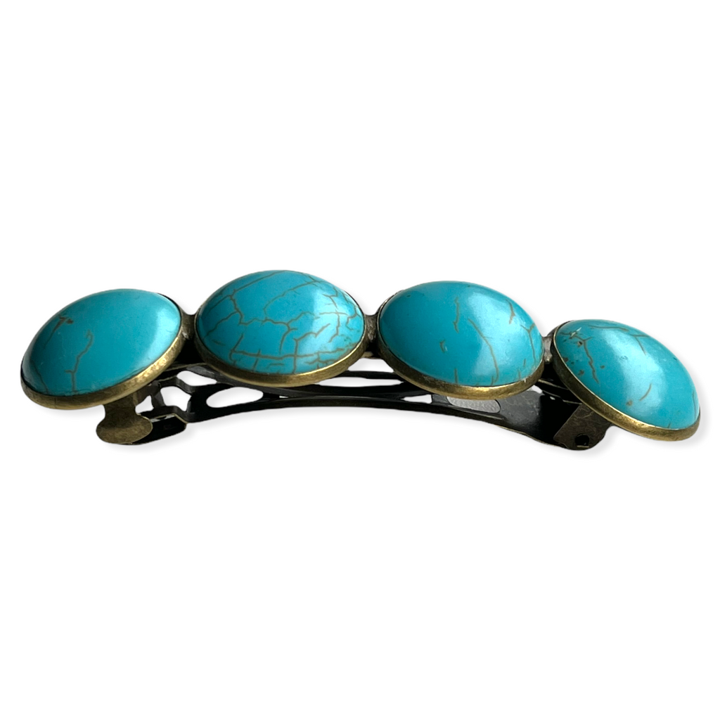 Color Hairclip XL glas cabochon haarspeld 077 Ibiza Turquoise - HAIRPIN.NU