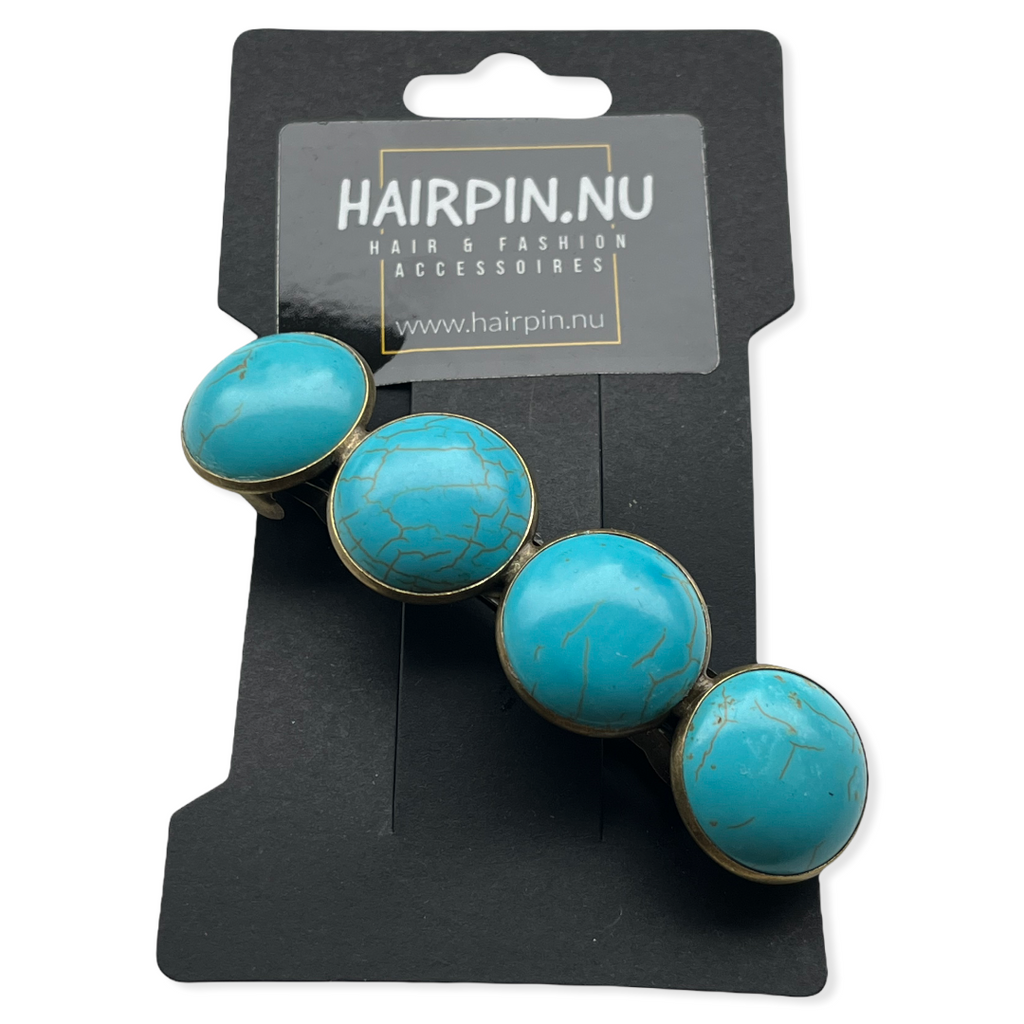 Color Hairclip XL glas cabochon haarspeld 077 Ibiza Turquoise - HAIRPIN.NU