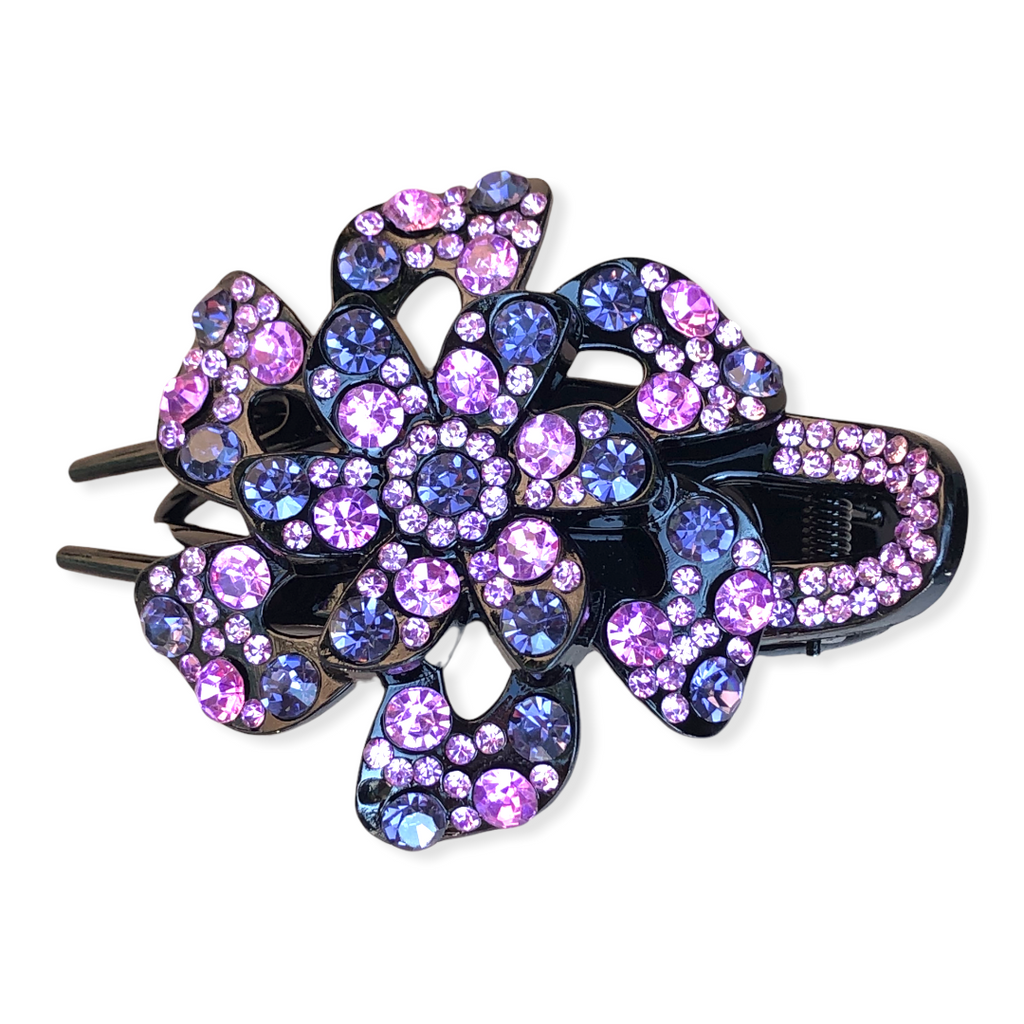 Haarklem haarpin bloem strass 08 lila - HAIRPIN.NU