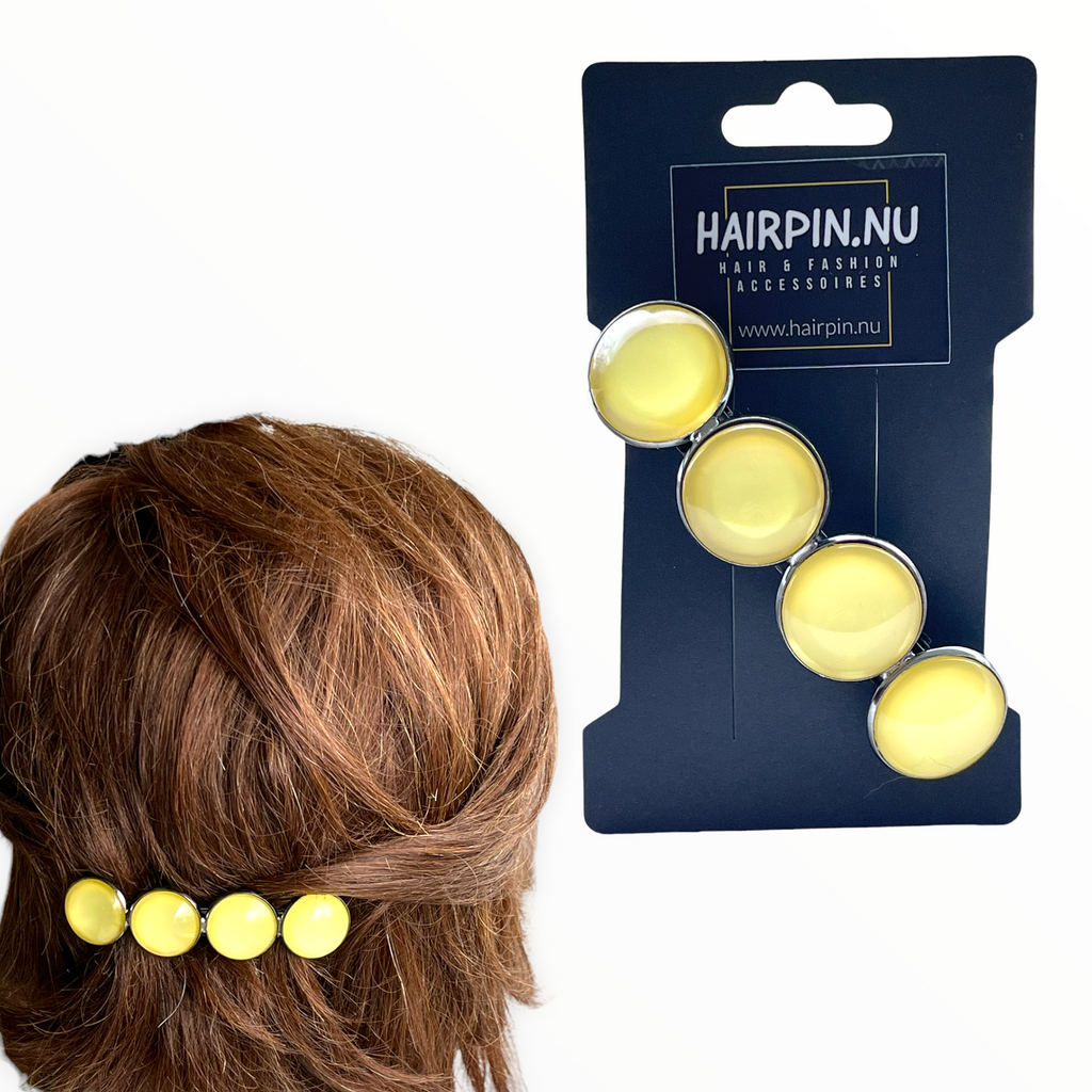 Effen Geel Color Hairclip XL glas cabochon haarspeld 087 - HAIRPIN.NU