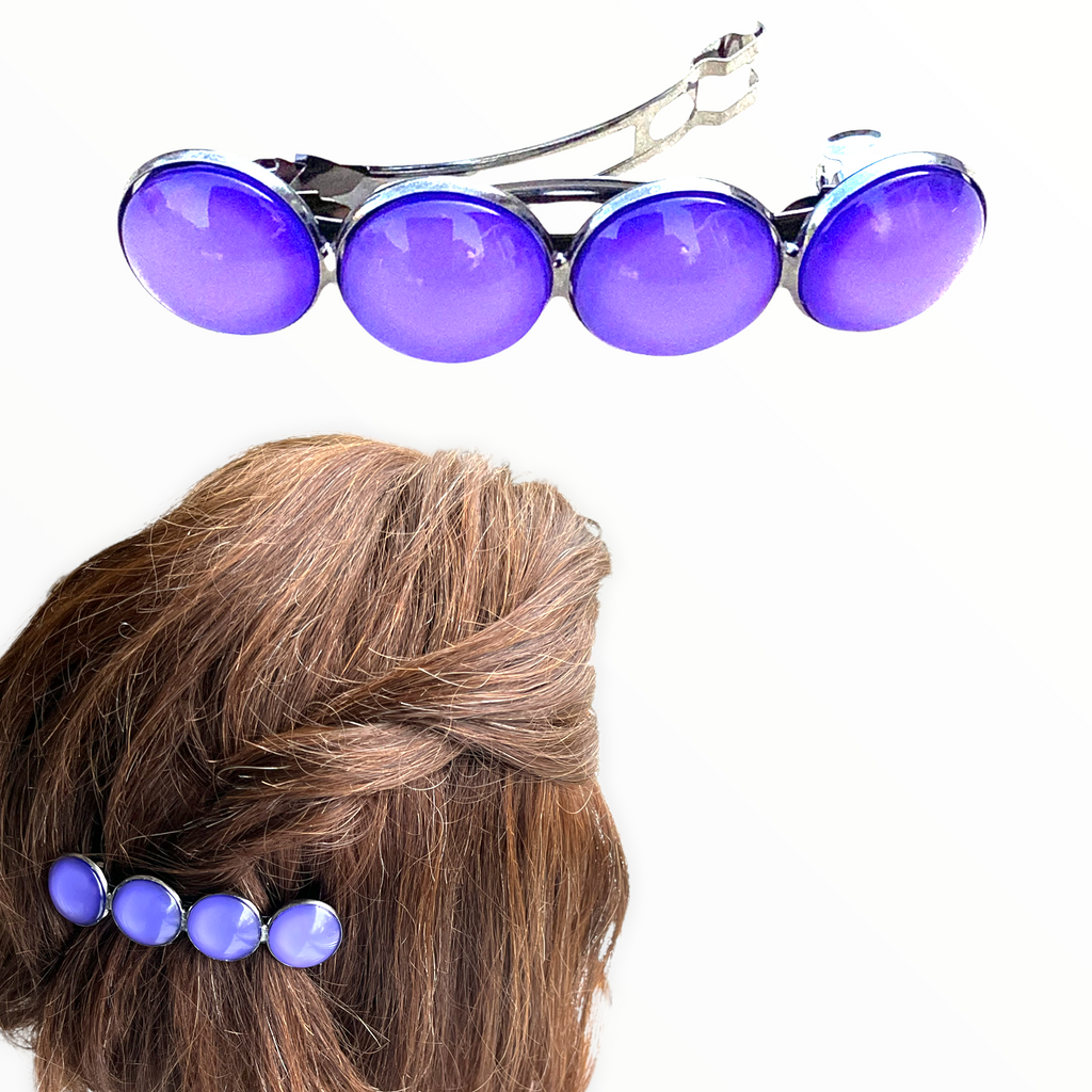 Effen Lila-Paars Color Hairclip XL glas cabochon haarspeld 096 - HAIRPIN.NU