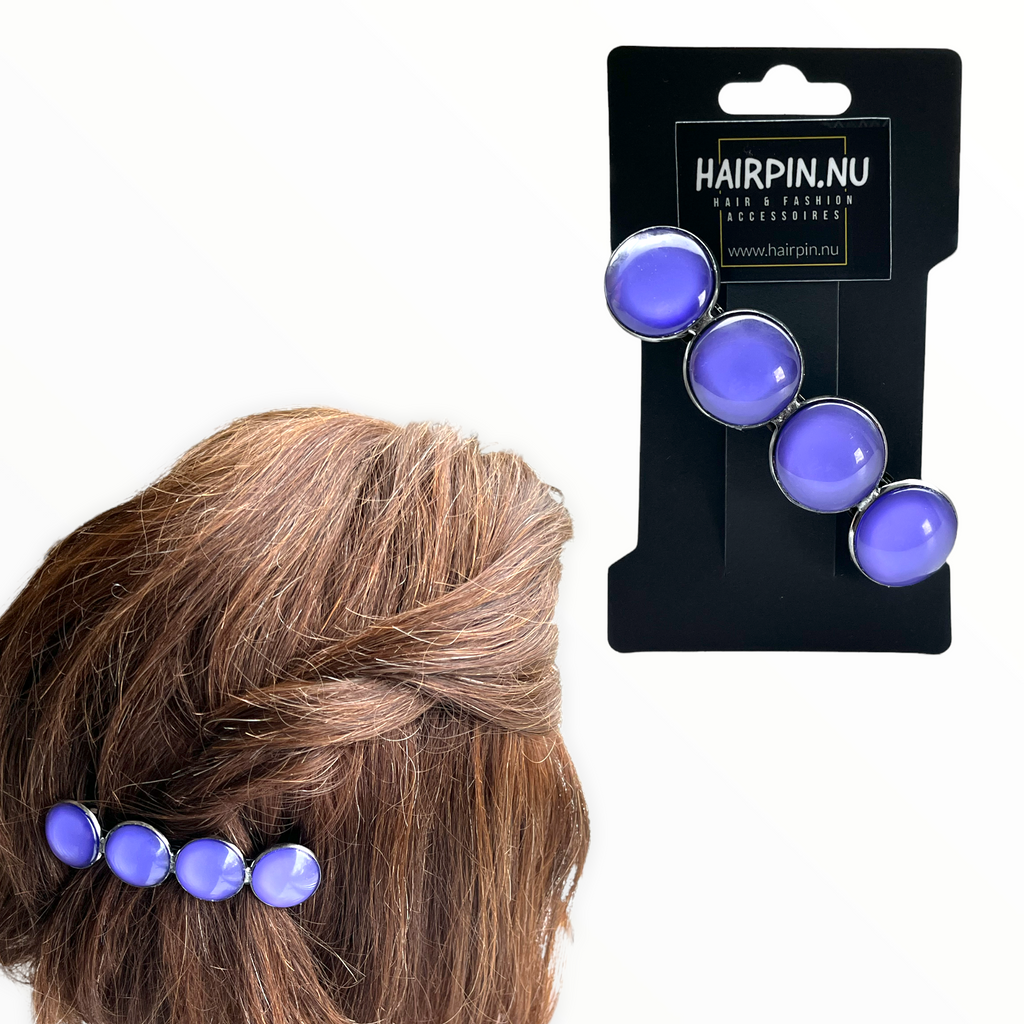 Effen Lila-Paars Color Hairclip XL glas cabochon haarspeld 096 - HAIRPIN.NU