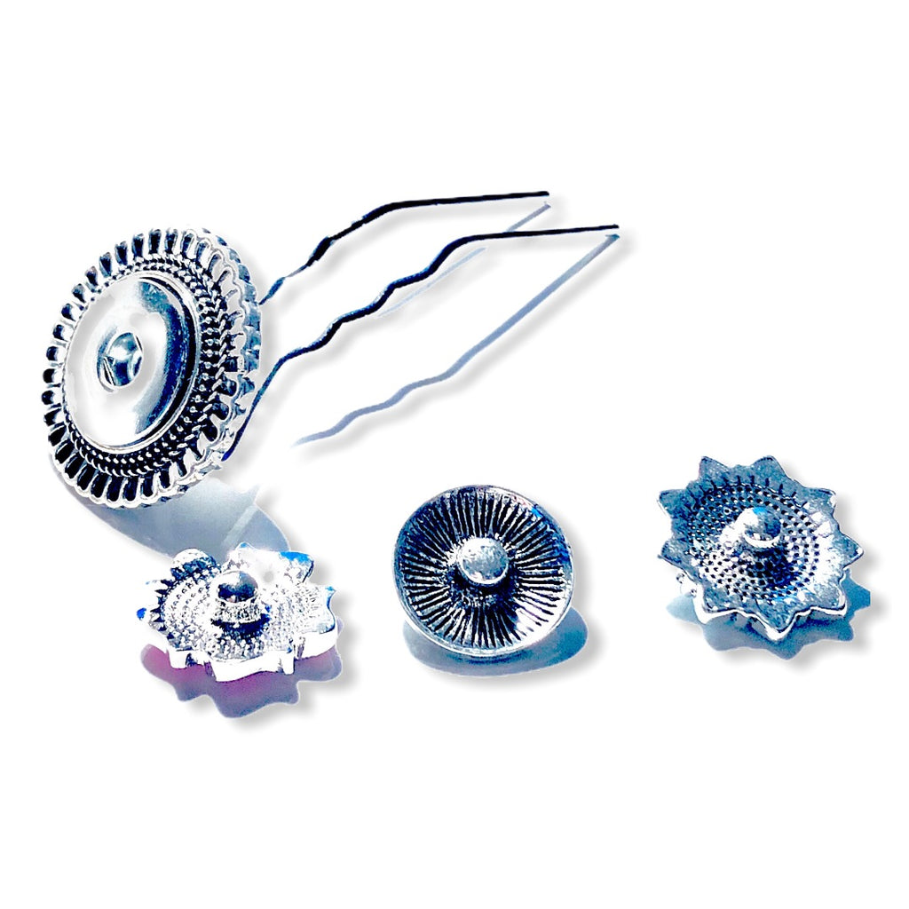 Hairfork Round - Hairaccessories - hairpin incl. 3 gratis buttons naar keuze - HAIRPIN.NU