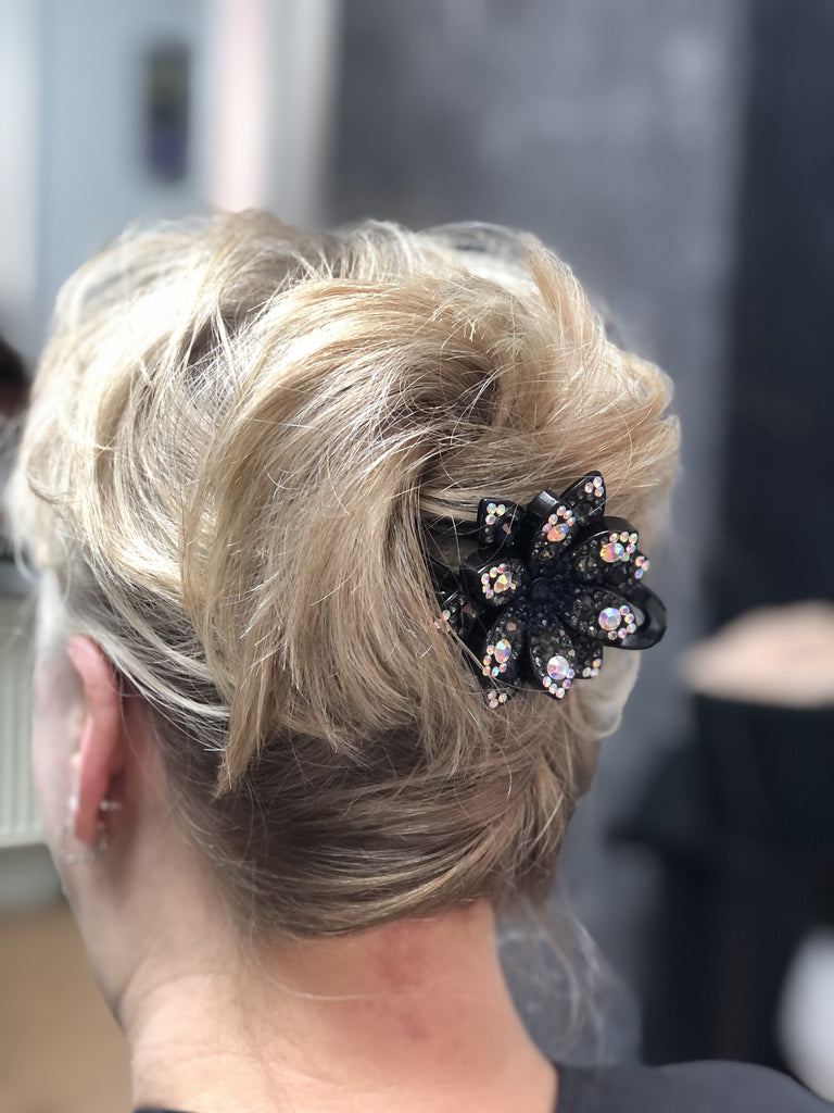 Haarklem haarpin bloem strass 07 - HAIRPIN.NU