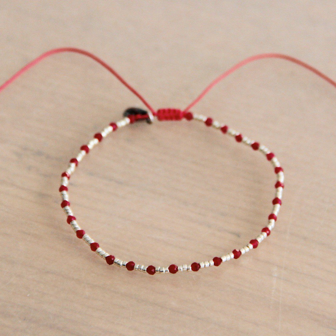 Edelsteen armband met verzilverde miyuki – roze
