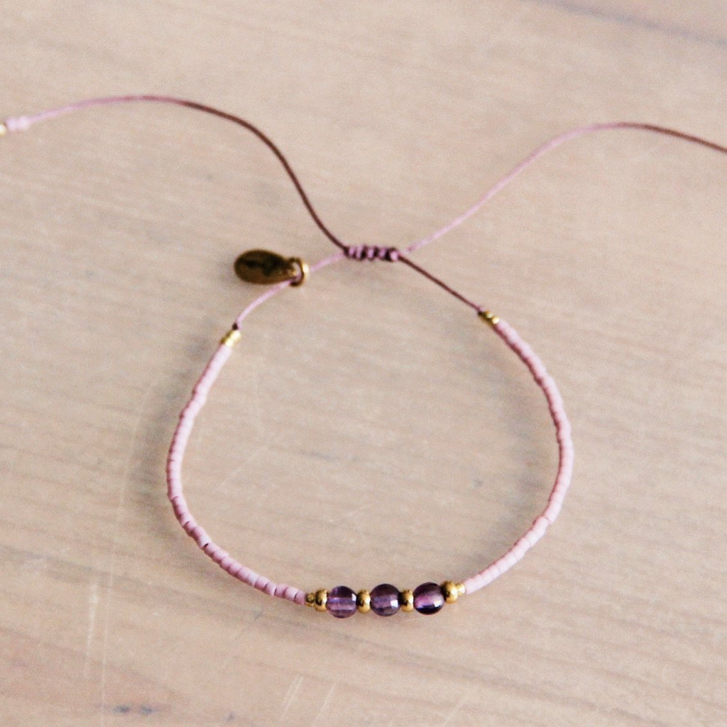 Miyuki armband met edelstenen - lila/paars/goud