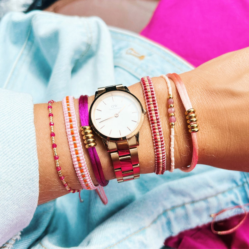 Miyuki bracelet with gemstones – nude/old pink/gold
