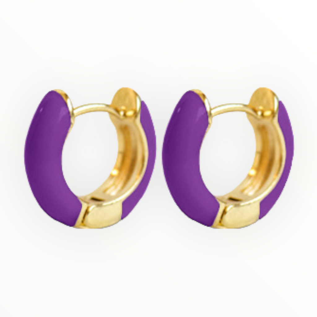 Creolen trendy oorbellen purple-goud - HAIRPIN.NU