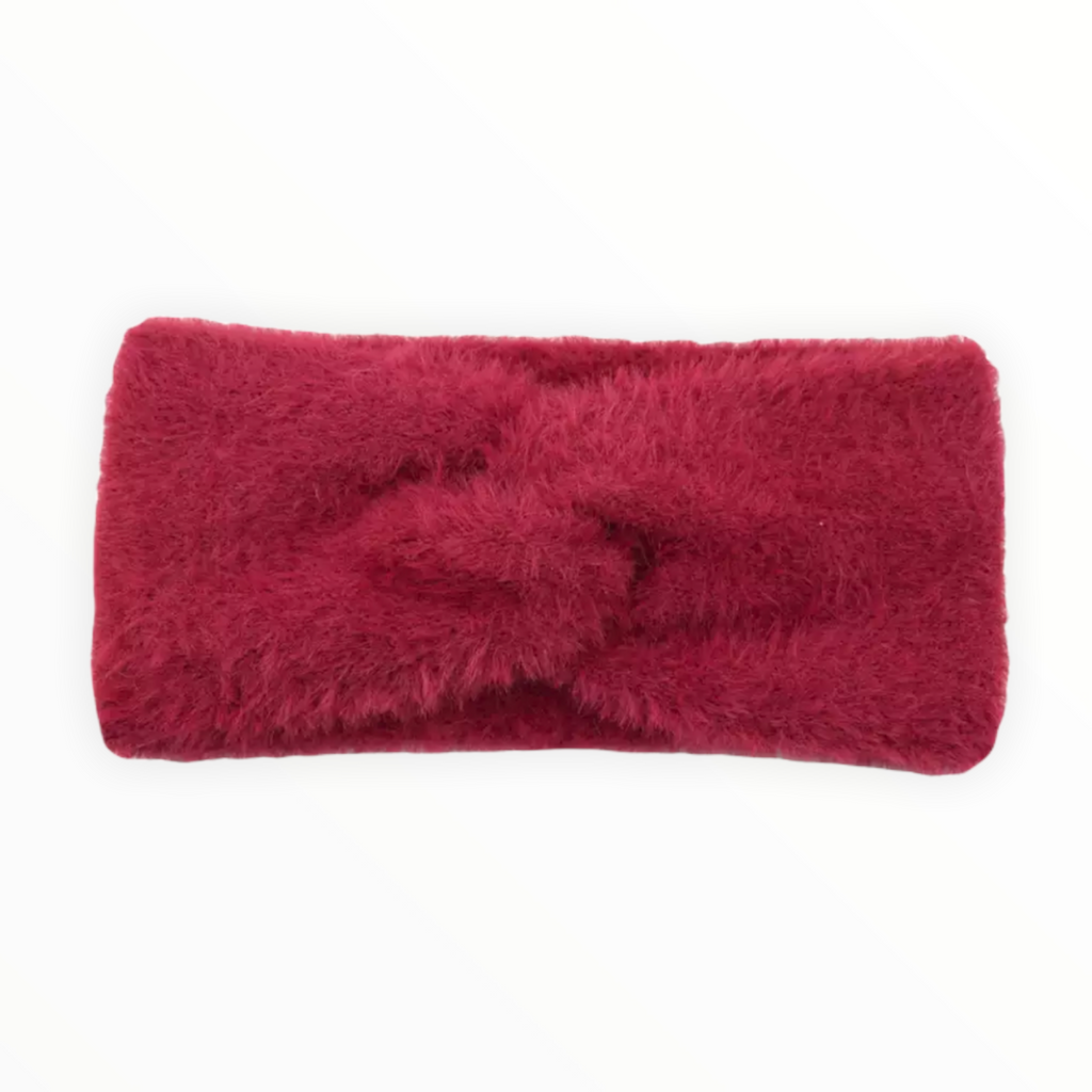 Haarband / Oorwarmer fluffy Soft Touch bordeauxrood - HAIRPIN.NU