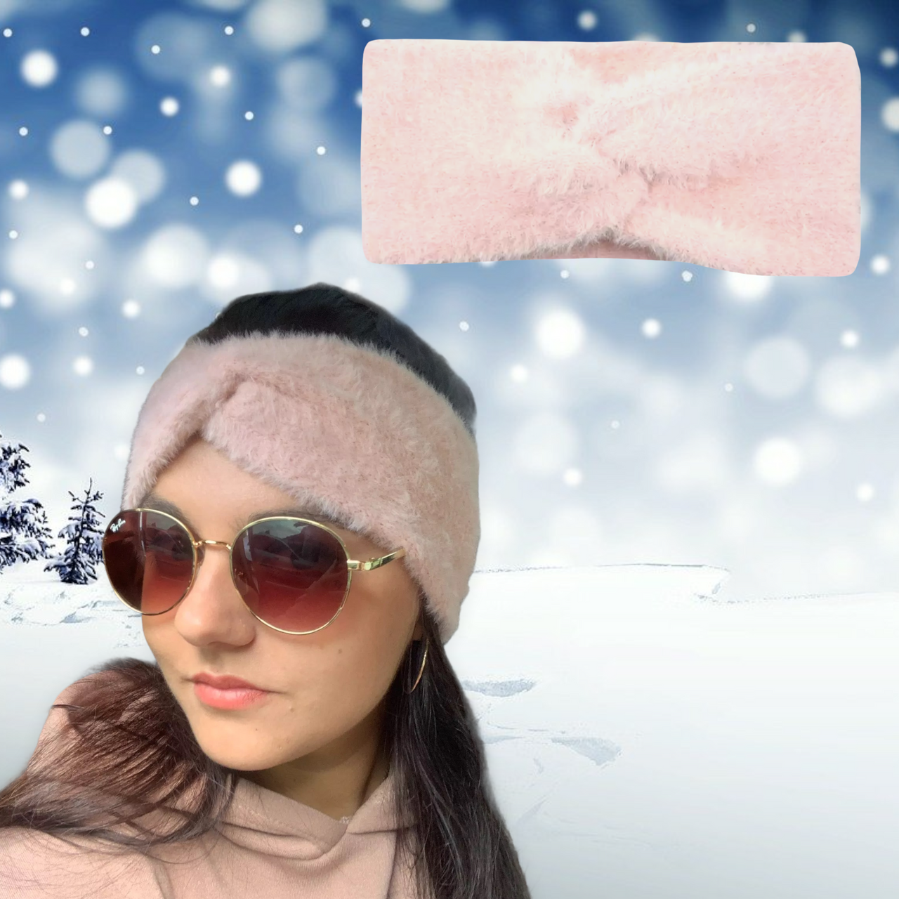 Haarband / Oorwarmer fluffy Soft Touch roze - HAIRPIN.NU