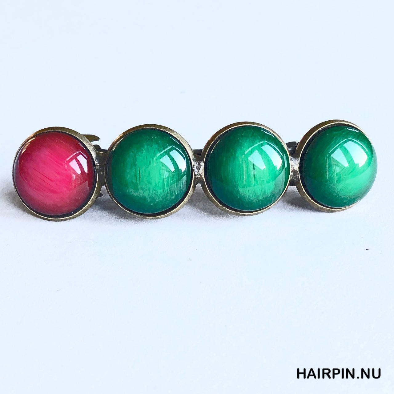Color Hairclip groen - rood - HAIRPIN.NU