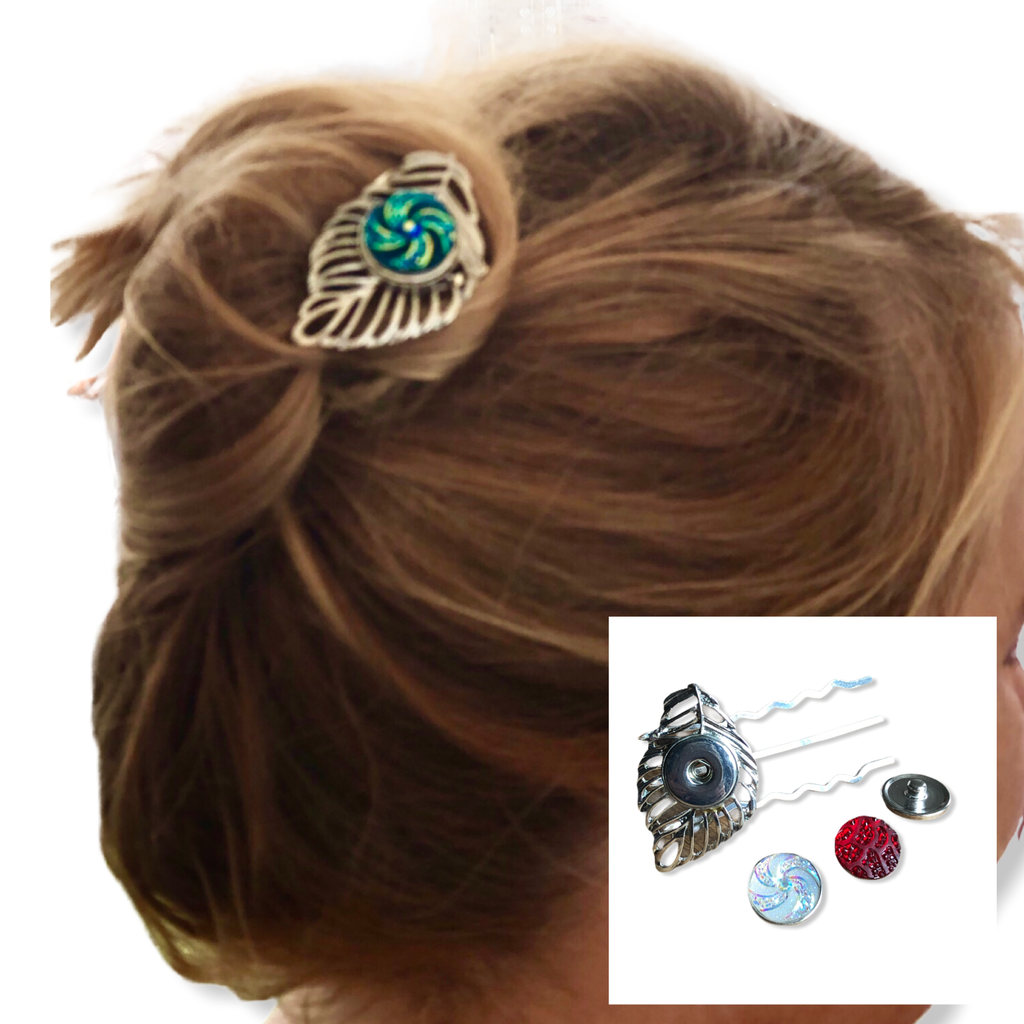 Hairpin Leaf - HAIRACCESSOIRE - incl. 3 gratis clickbuttons naar keuze - HAIRPIN.NU