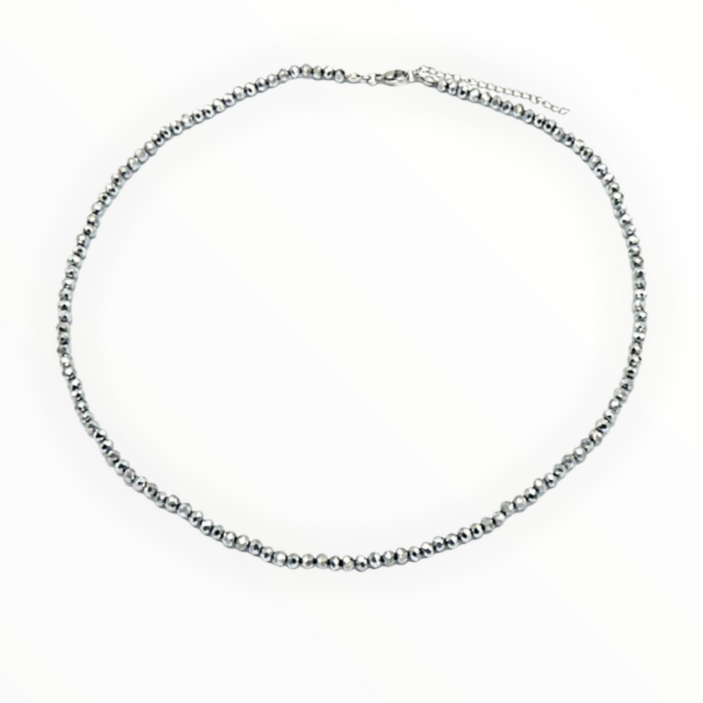 Facet glas beads zilver korte ketting met kraaltjes - HAIRPIN.NU
