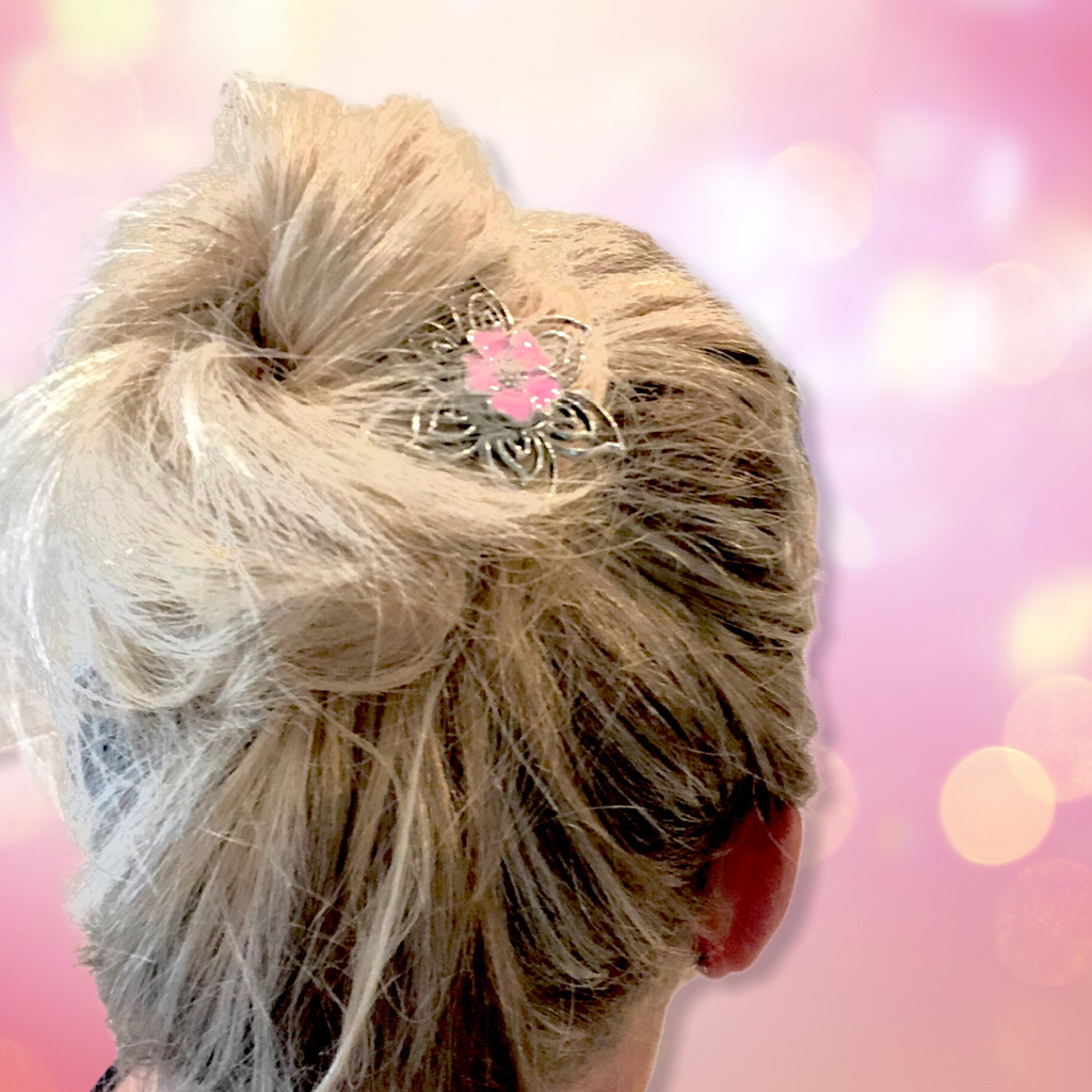 Hairfork Flower- Hairaccessories - Haarpin incl. 3 gratis buttons naar keuze - HAIRPIN.NU