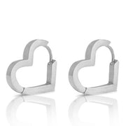 Roestvrij stalen (RVS) Stainless steel oorbellen heart Zilver - HAIRPIN.NU
