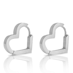 Roestvrij stalen (RVS) Stainless steel oorbellen heart Zilver - HAIRPIN.NU