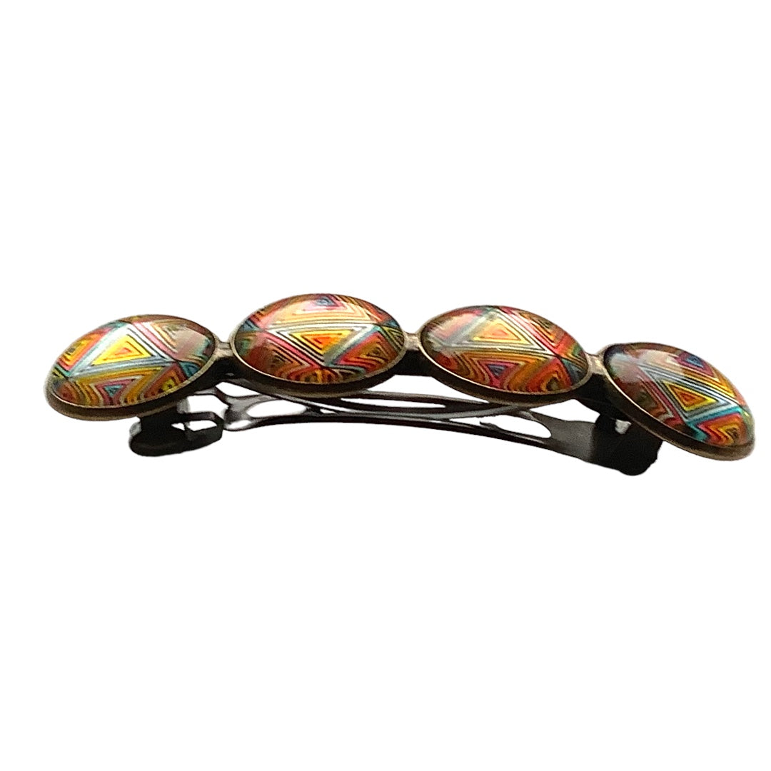 Hairclip XL glas cabochon haarspeld mandala bohemian ibiza boho multicolor print 0019.25 - HAIRPIN.NU