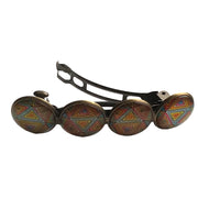 Hairclip XL glas cabochon haarspeld mandala bohemian ibiza boho multicolor print 0019.25 - HAIRPIN.NU