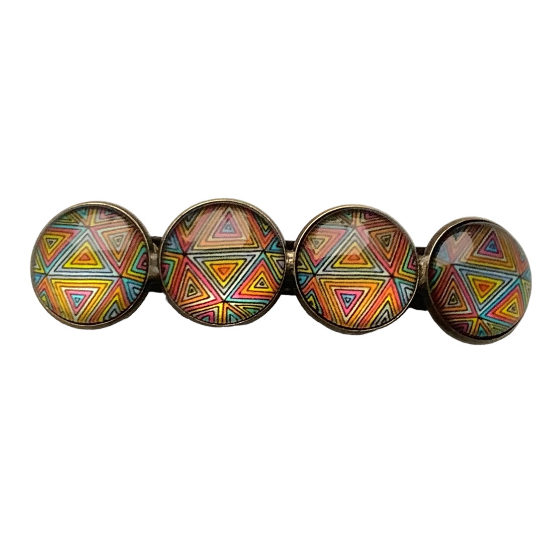 Hairclip XL glas cabochon haarspeld mandala bohemian ibiza boho multicolor print 0019.25 - HAIRPIN.NU