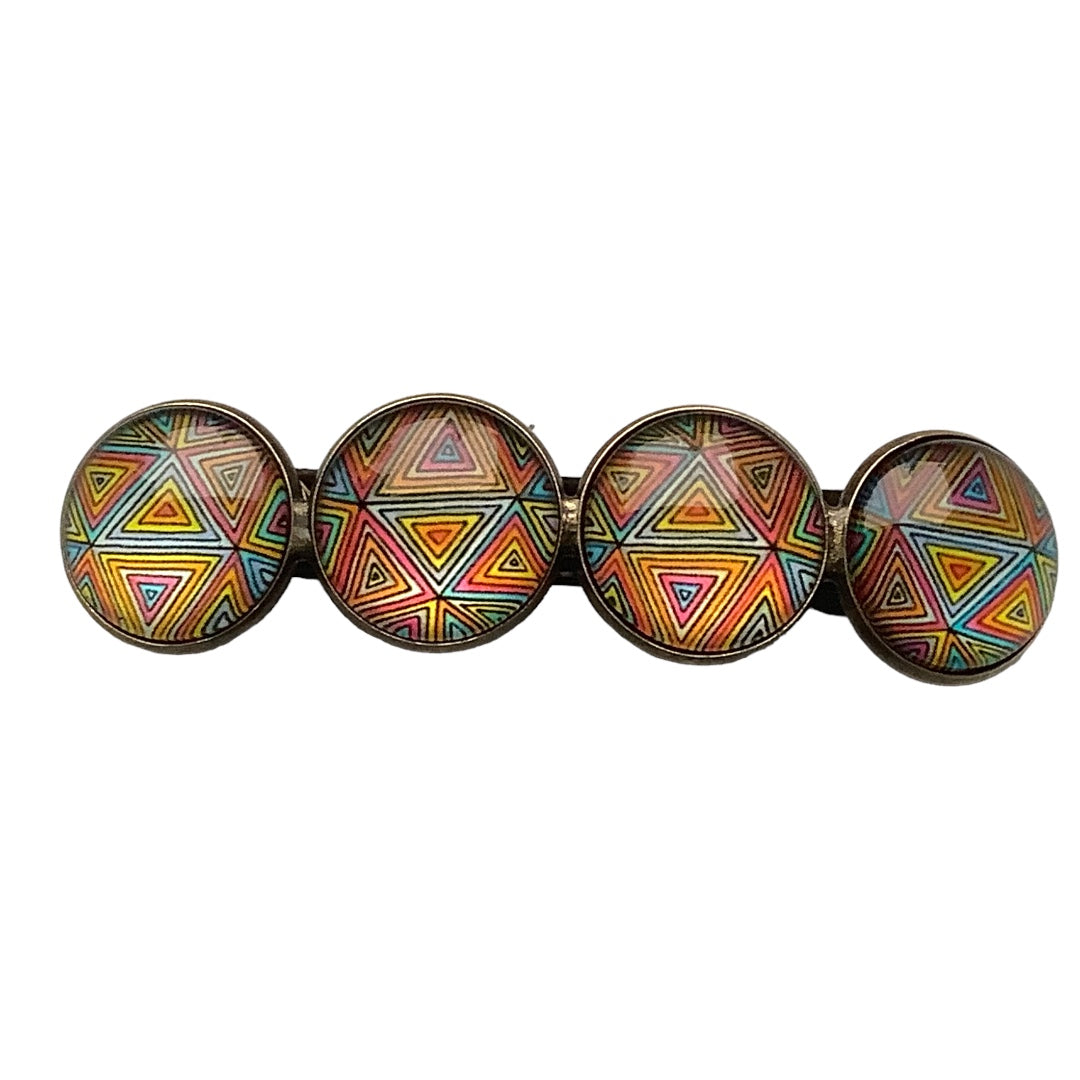 Hairclip XL glas cabochon haarspeld mandala bohemian ibiza boho multicolor print 0019.25 - HAIRPIN.NU