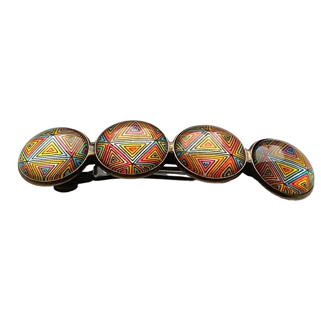 Hairclip XL glas cabochon haarspeld mandala bohemian ibiza boho multicolor print 0019.25 - HAIRPIN.NU