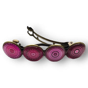 Hairclip XL glas cabochon haarspeld mandala bohemian ibiza roze print 0145 - HAIRPIN.NU