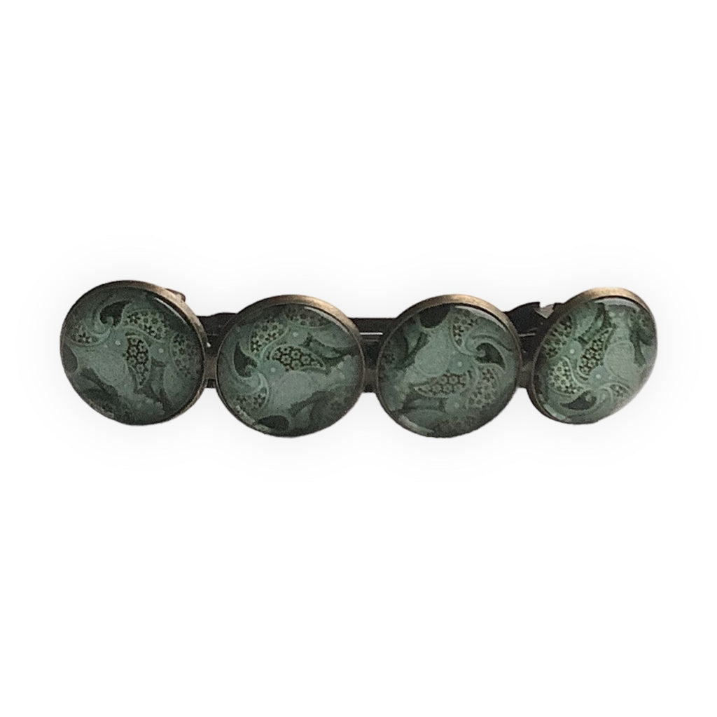 Hairclip XL glas cabochon haarspeld mandala bohemian ibiza boho groen print 0147 - HAIRPIN.NU
