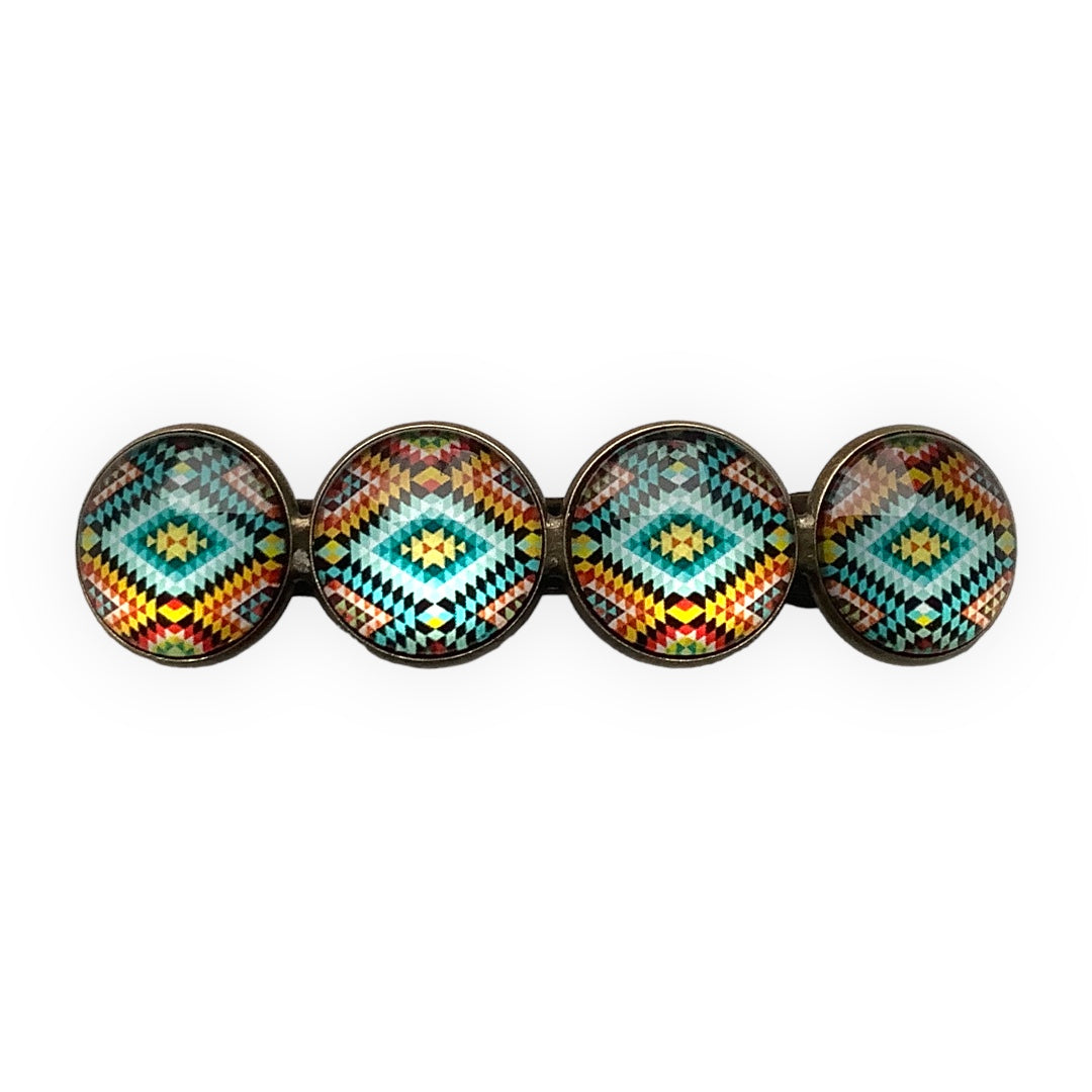 Hairclip XL glas cabochon haarspeld mandala bohemian ibiza boho print 0148 - HAIRPIN.NU