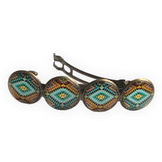 Hairclip XL glas cabochon haarspeld mandala bohemian ibiza boho print 0148 - HAIRPIN.NU