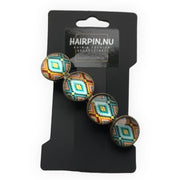 Hairclip XL glas cabochon haarspeld mandala bohemian ibiza boho print 0148 - HAIRPIN.NU