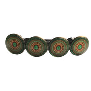 Hairclip XL glas cabochon haarspeld mandala bohemian ibiza boho groen oranje print 0149 - HAIRPIN.NU