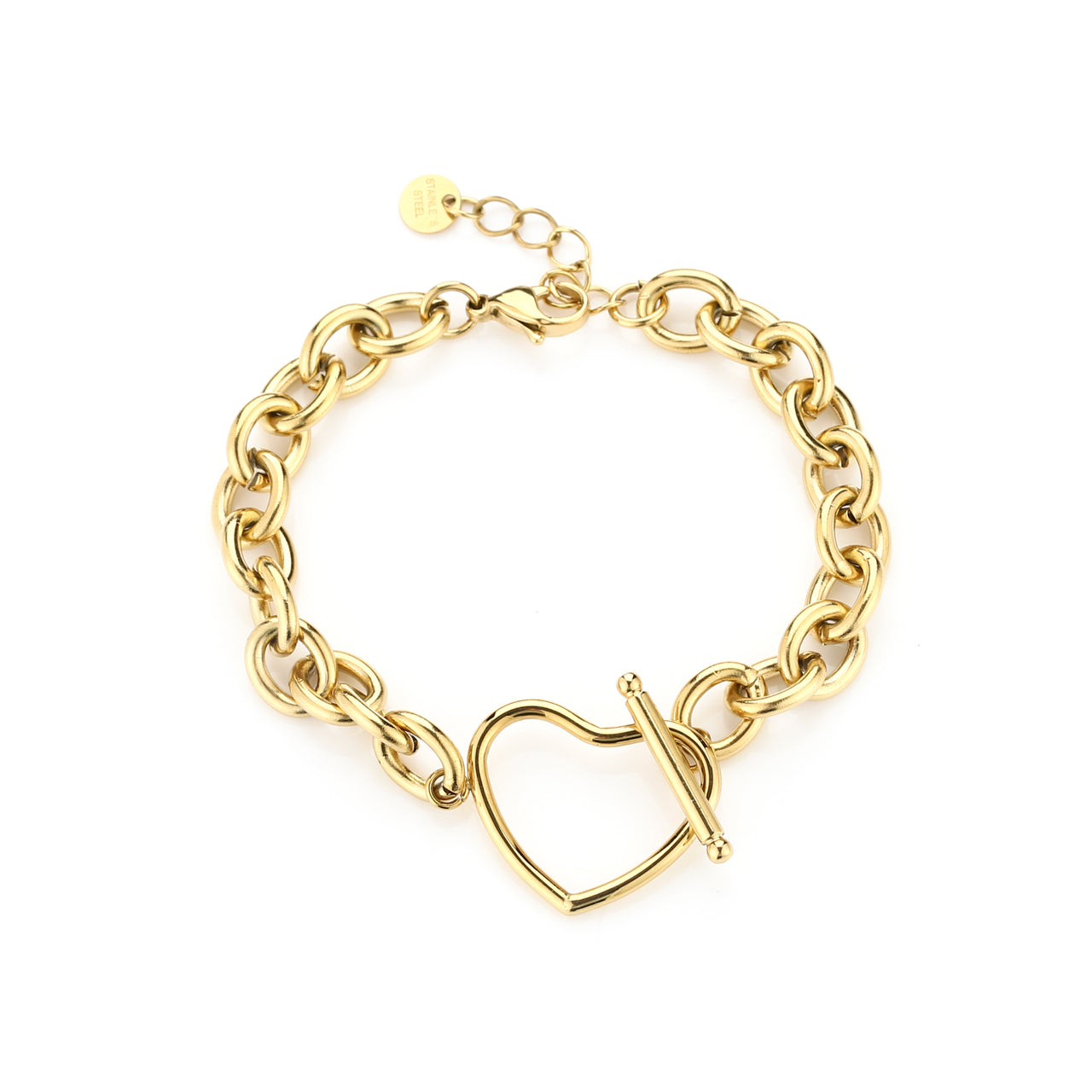 Armband schakel kapitel slot in hart vorm goudkleur - HAIRPIN.NU