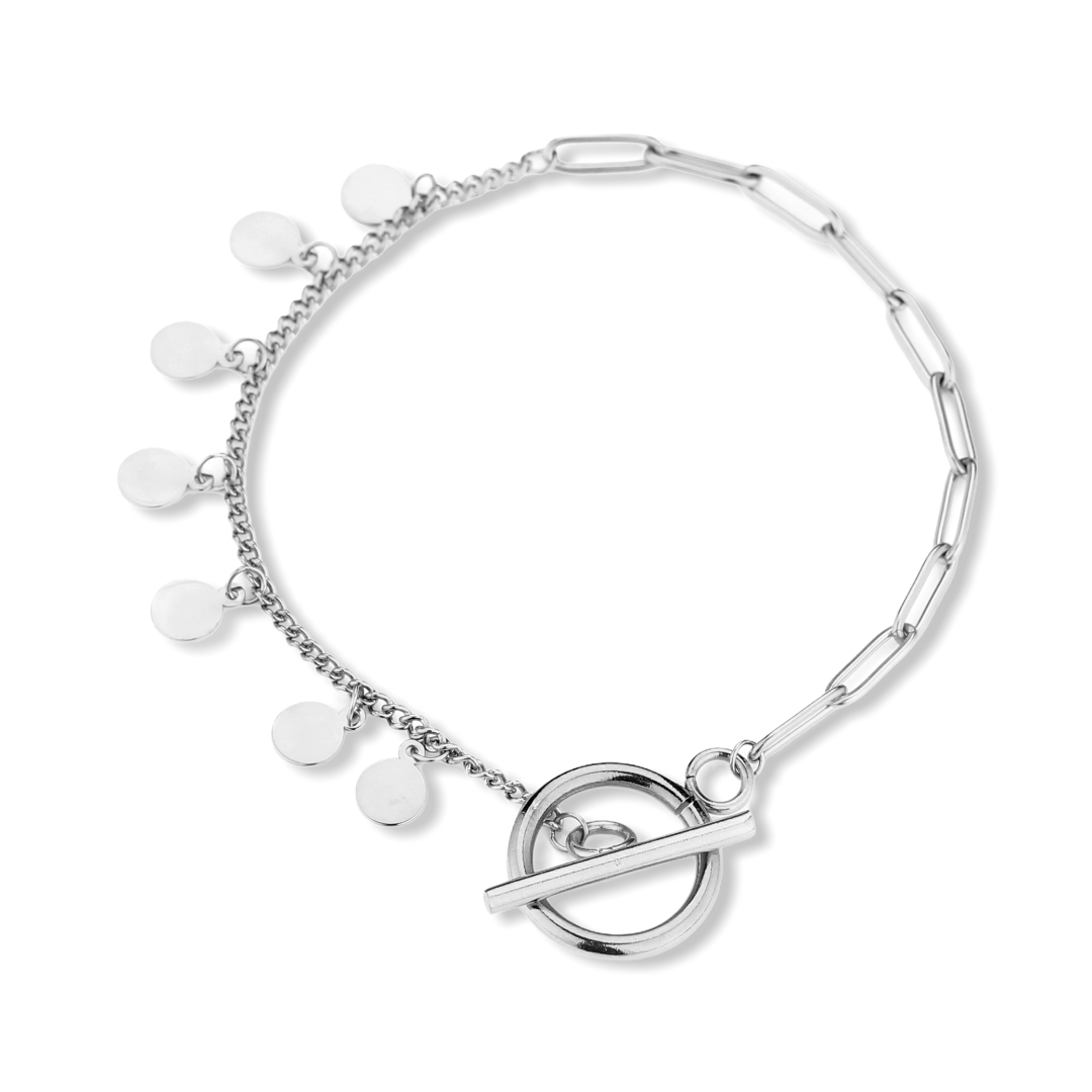 Armband kapitel slot met muntjes zilverkleur - HAIRPIN.NU