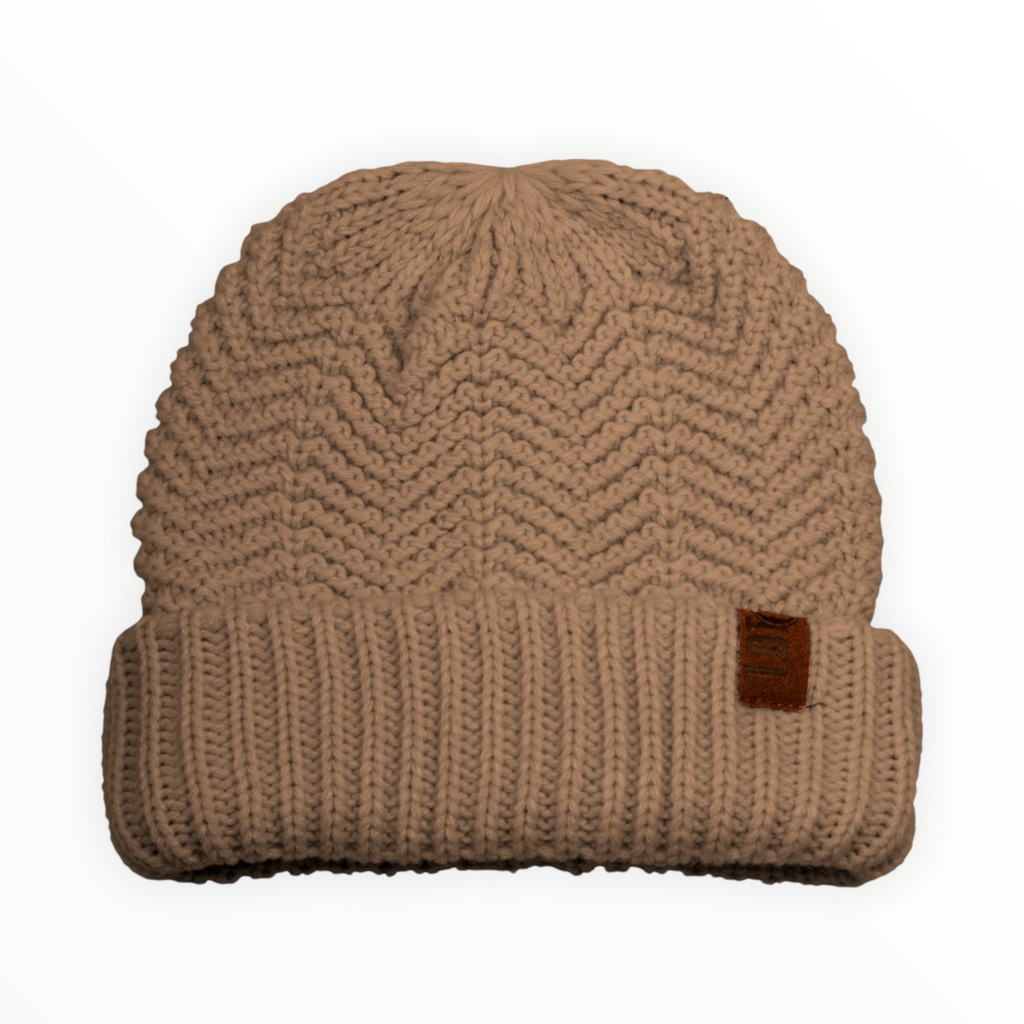 Beanie camel/taupe warme winter muts - HAIRPIN.NU