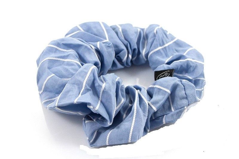 Scrunchie blauw / wit - HAIRPIN.NU