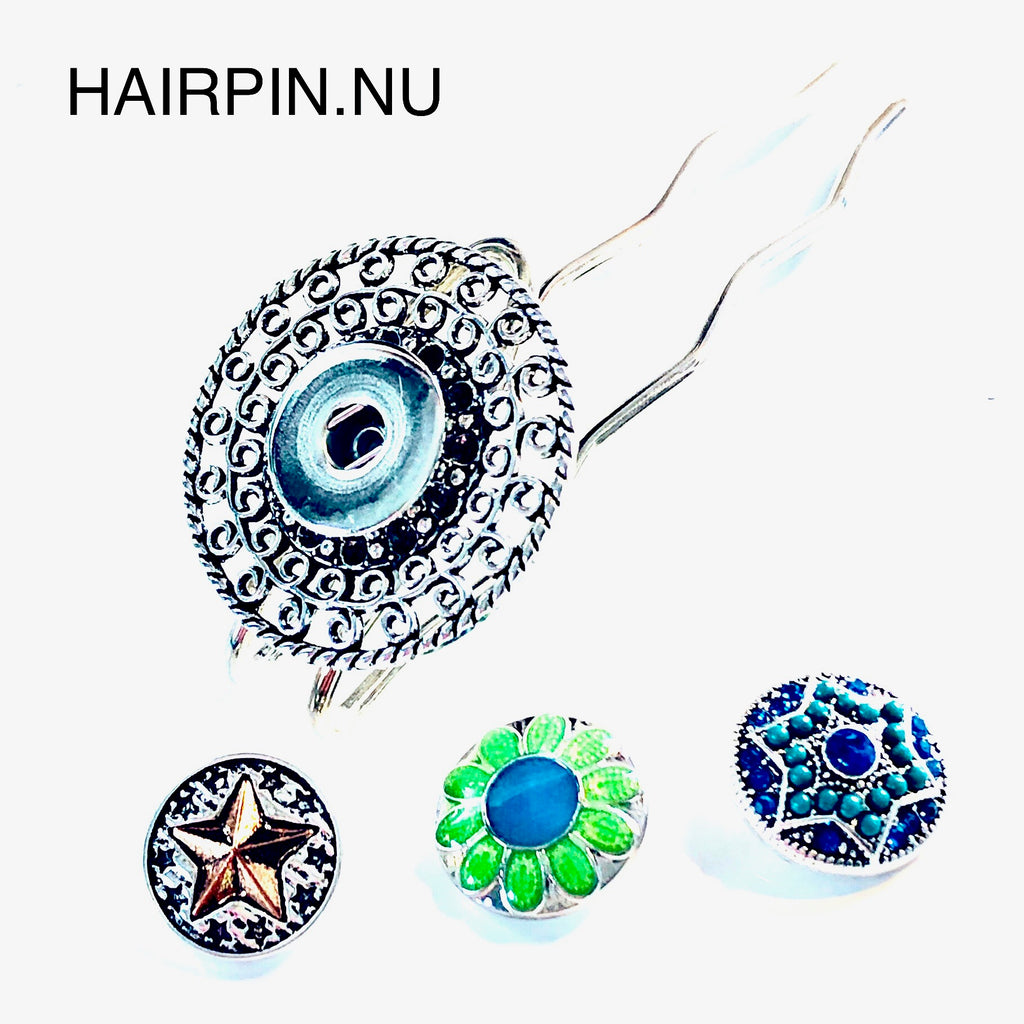Hairpin Long fancy - HAIRACCESSOIRE - incl. 3 clickbuttons naar keuze - HAIRPIN.NU