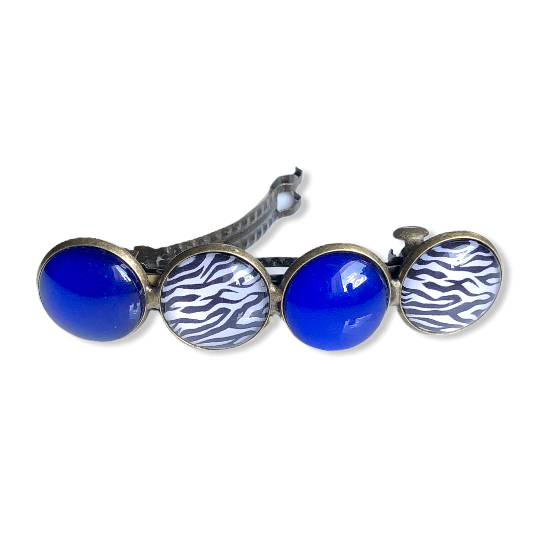 Color Hairclip Haarspeld zebra blauw